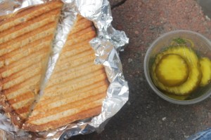 My gourmet grilled cheese sandwich - sharp white cheddar on honey oat