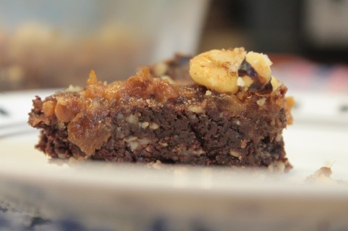 No Bake Turtle Walnut Brownies (Gluten Free, Vegan)